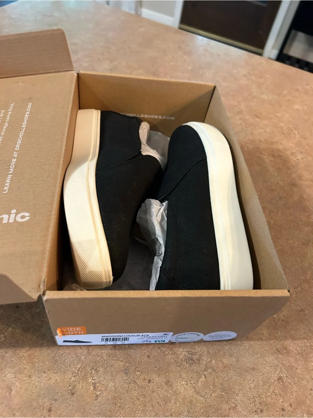 Dr. Scholl's Black Slip-On Platform Sneaker with White Sole